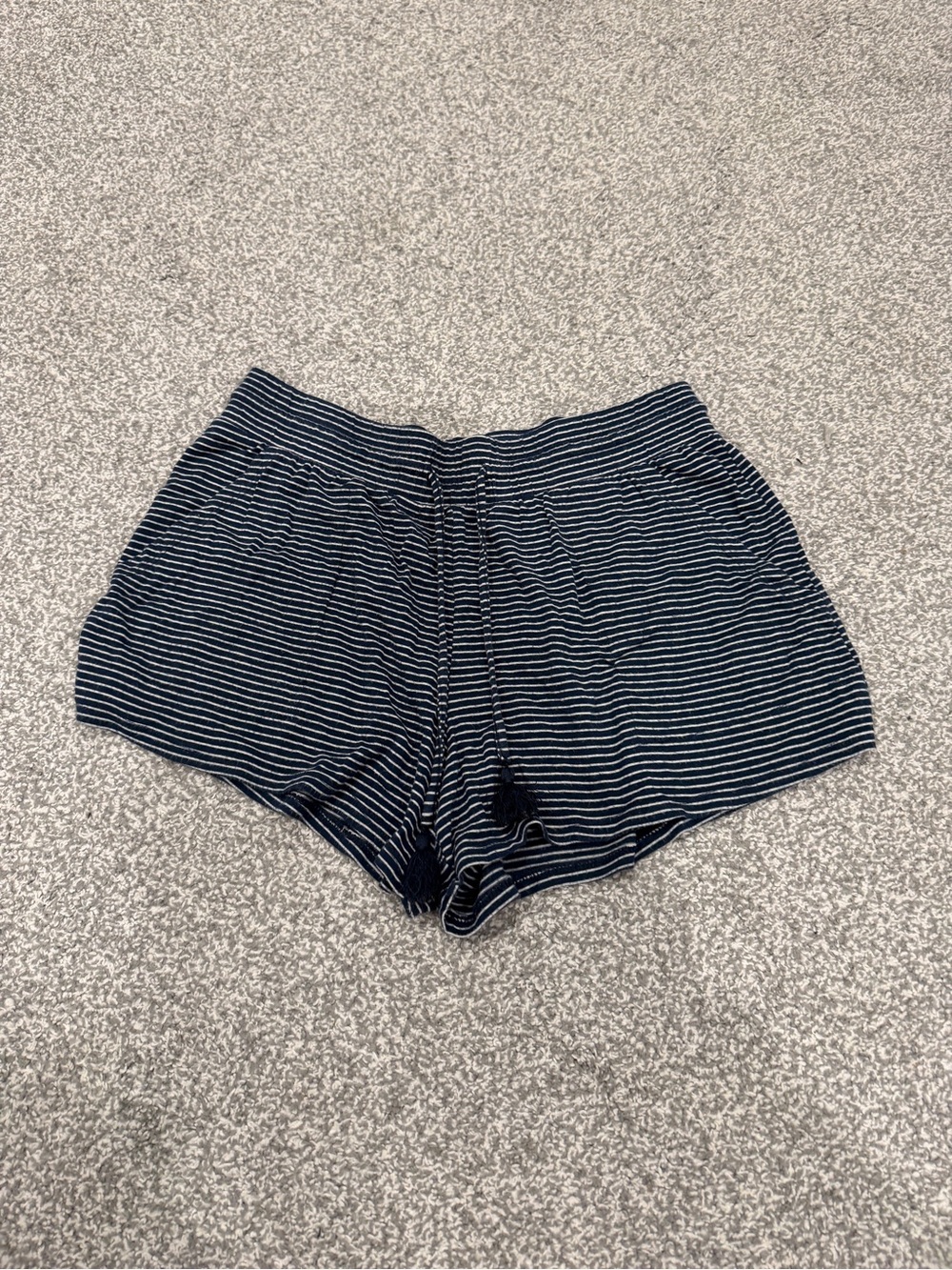 stars above Navy and White Striped Athletic Shorts